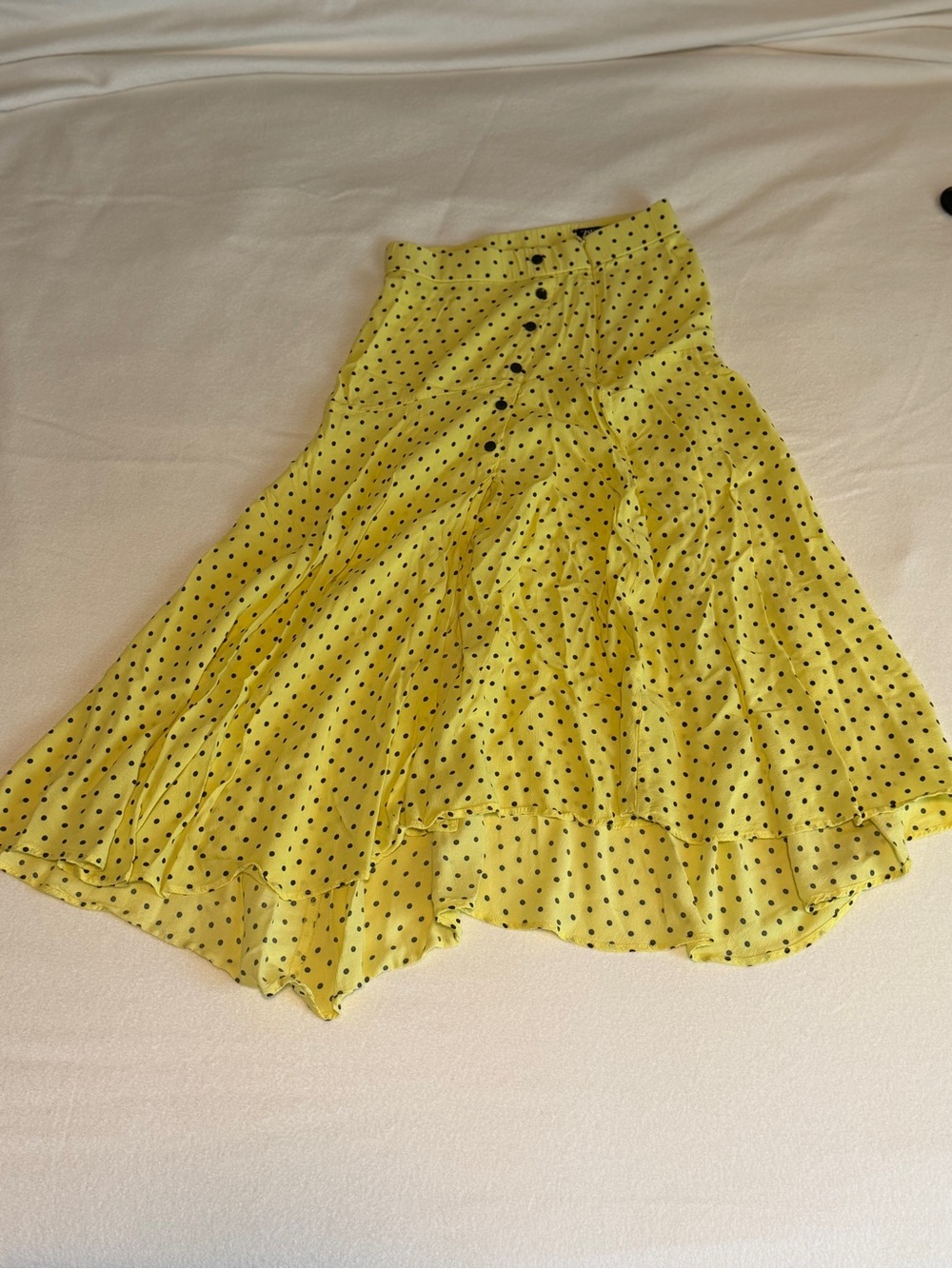 Zara Yellow Polka Dot High-Low Skirt
